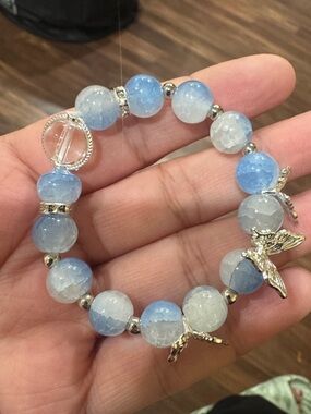 Blue Ombre Beaded Charm Bracelet